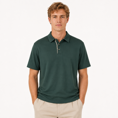 Americana Retro Polo til Herre – Vintage Workwear T-skjorte i 100 % Bomull – Kremhvit