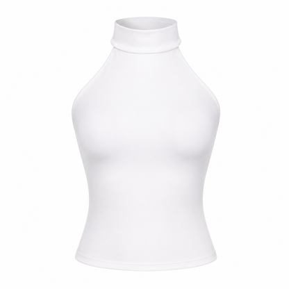 Elegant Halterneck Crop Top til Dame | Ryggløs Topp med Ståkrage
