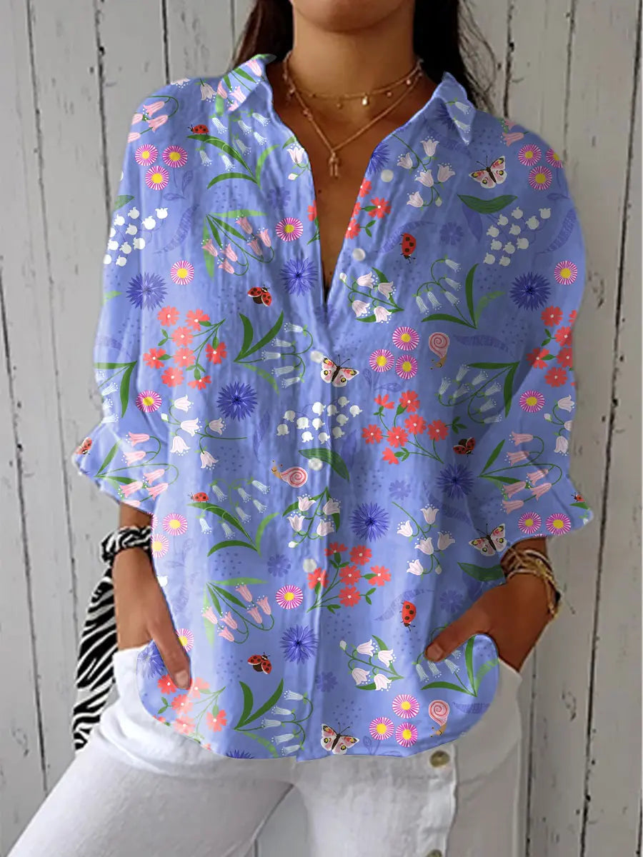Klaerigo | Bluse med engblomster – Lilla