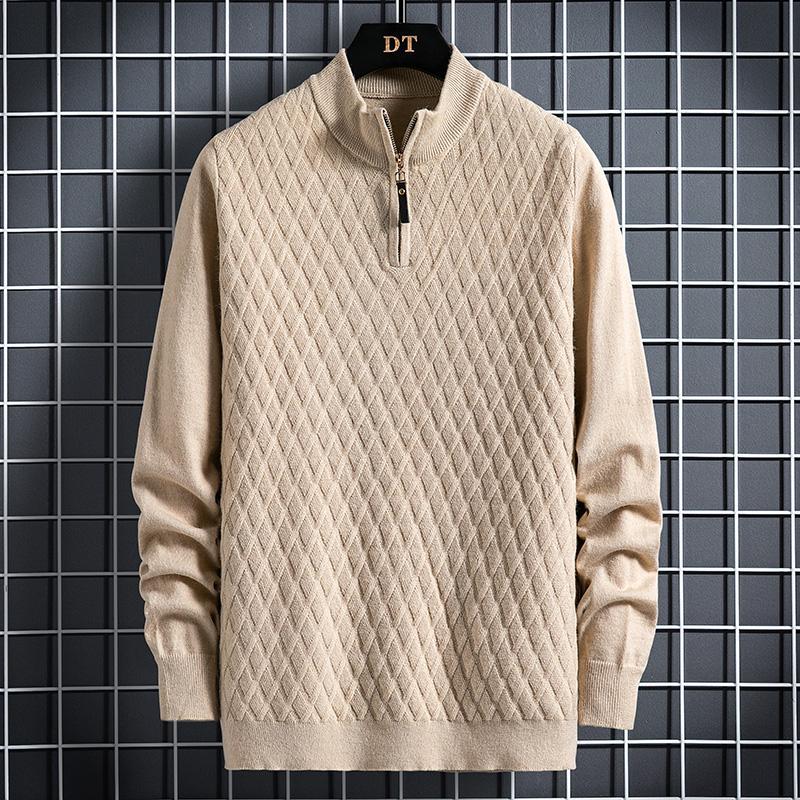 Half zip genser herre kremhvit