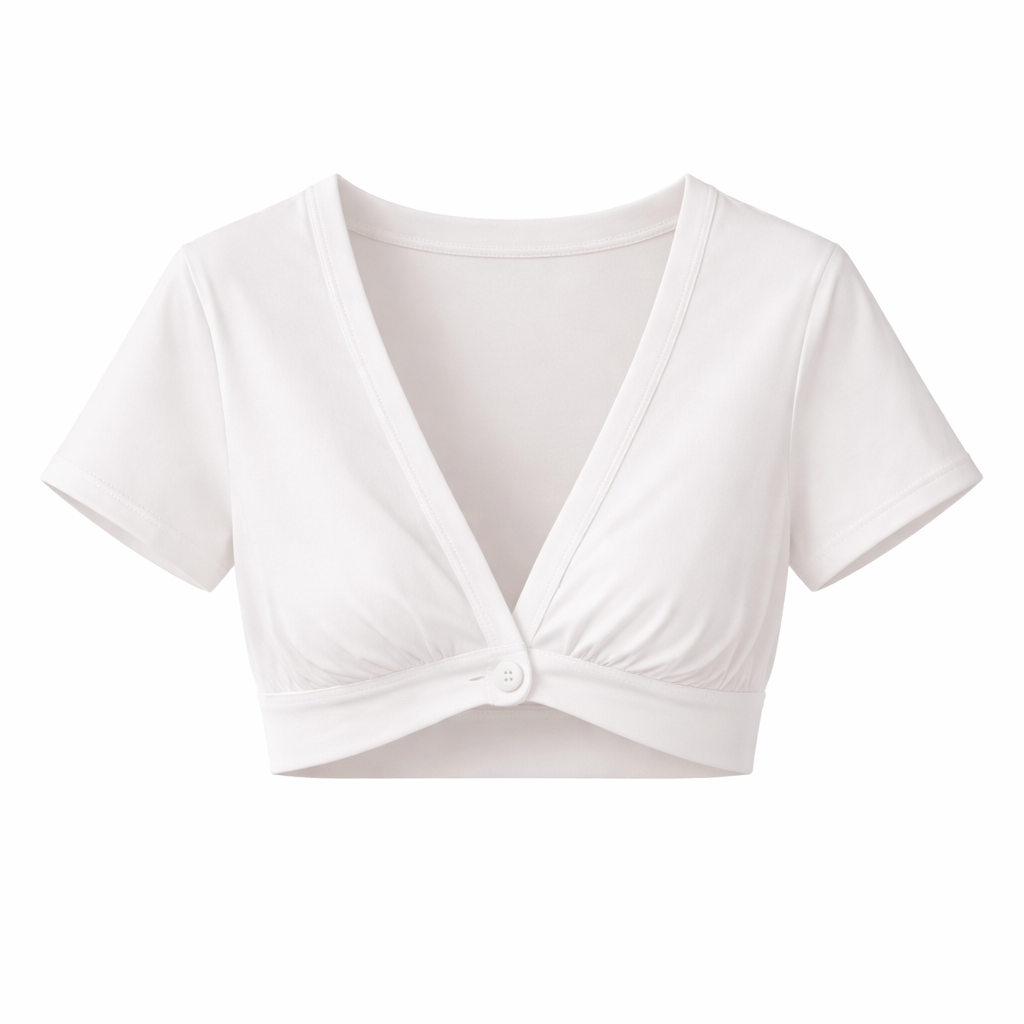 Strikket Crop Topp med V-hals – Y2K Streetwear til Dame