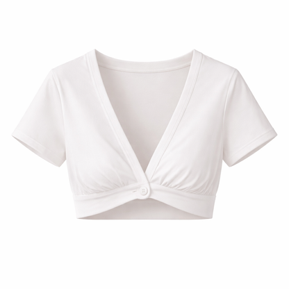Strikket Crop Topp med V-hals – Y2K Streetwear til Dame