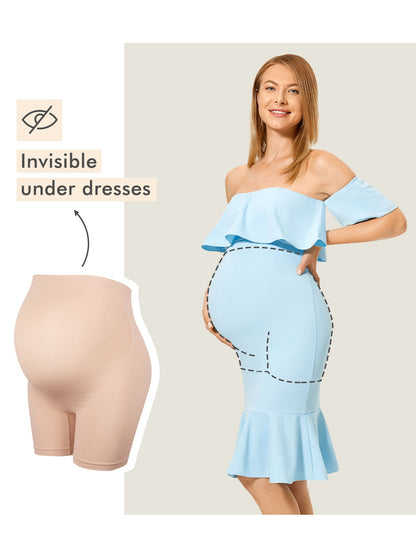 Gravidshorts med høyt liv – sømløse shapewear-shorts for gravide