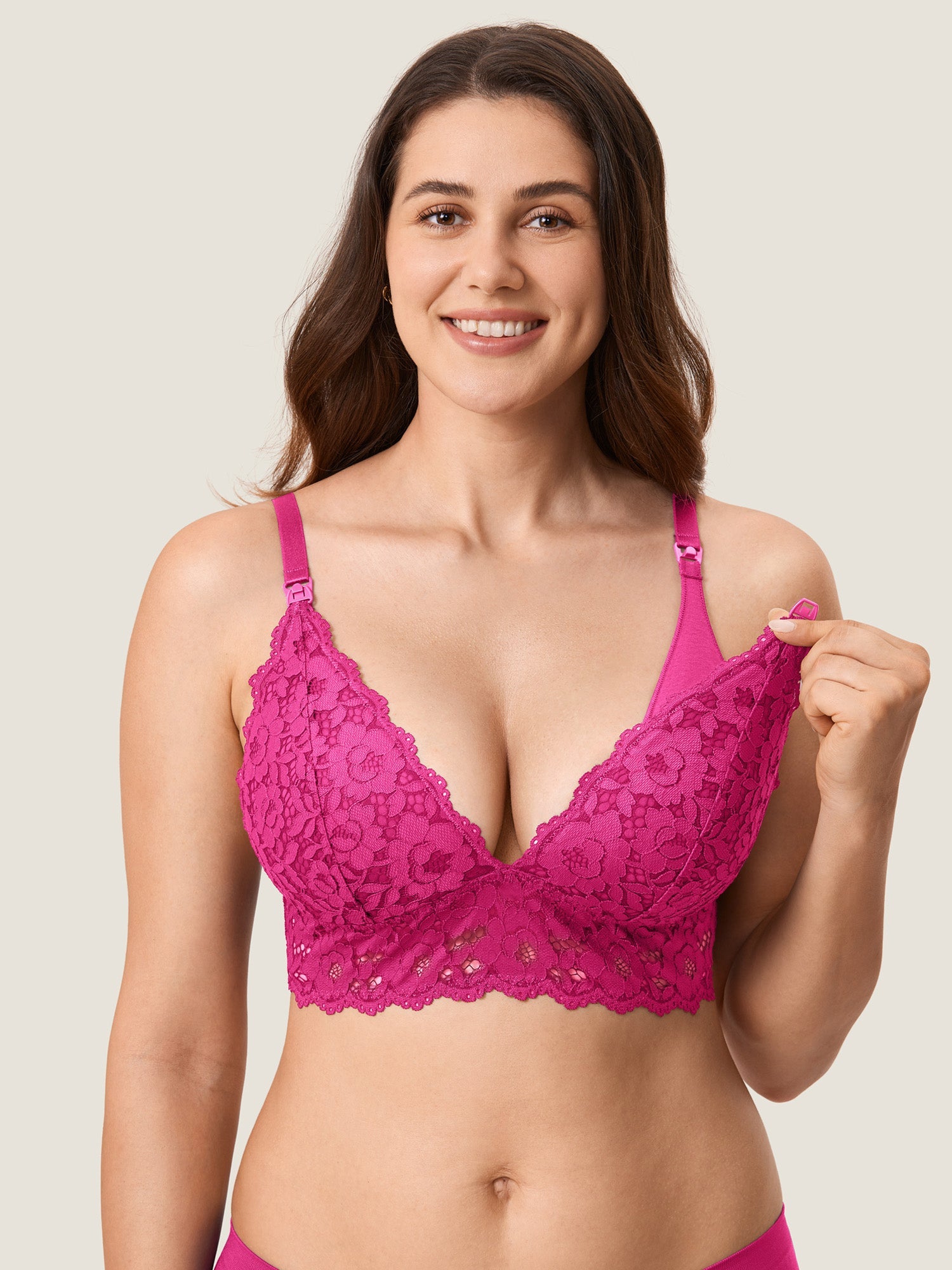 Ammebralette i blonde med dyp V-hals – amme-BH uten bøyle