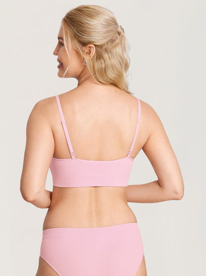 Ammebh uten bøyle i ribbestrikk – myk ammebralette med avtakbare innlegg