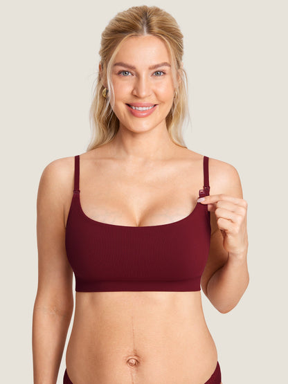 Ammebh uten bøyle i ribbestrikk – myk ammebralette med avtakbare innlegg