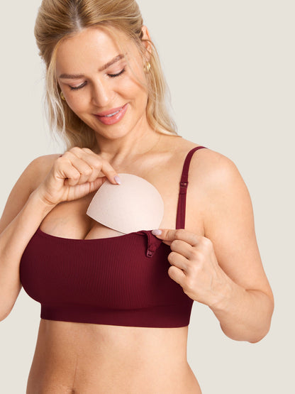 Ammebh uten bøyle i ribbestrikk – myk ammebralette med avtakbare innlegg
