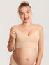 Ammebralette i ribbestrikk med V-hals – ammebh uten bøyle – Beige
