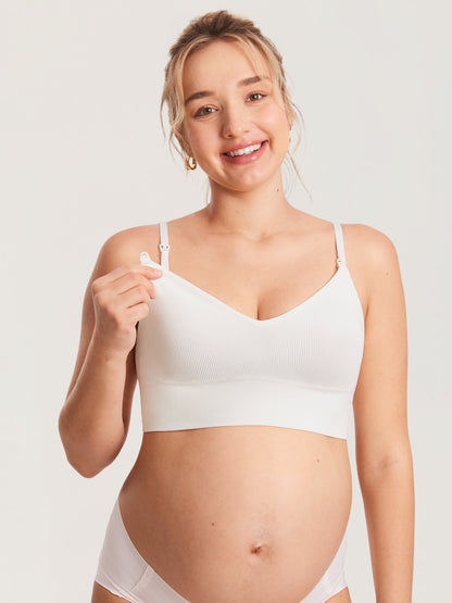 Ammebralette i ribbestrikk med V-hals – ammebh uten bøyle