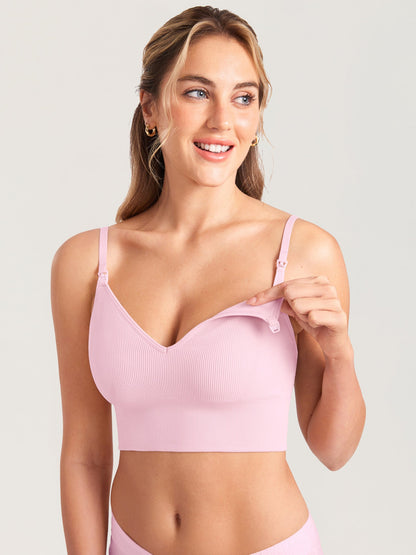 Ammebralette i ribbestrikk med V-hals – ammebh uten bøyle