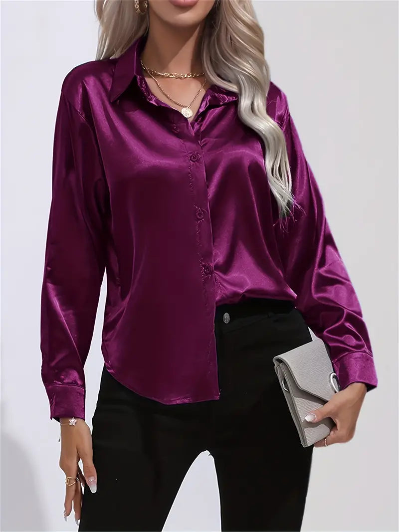 Elegant Satinbluse for Kvinner