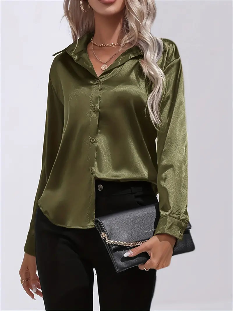 Elegant Satinbluse for Kvinner