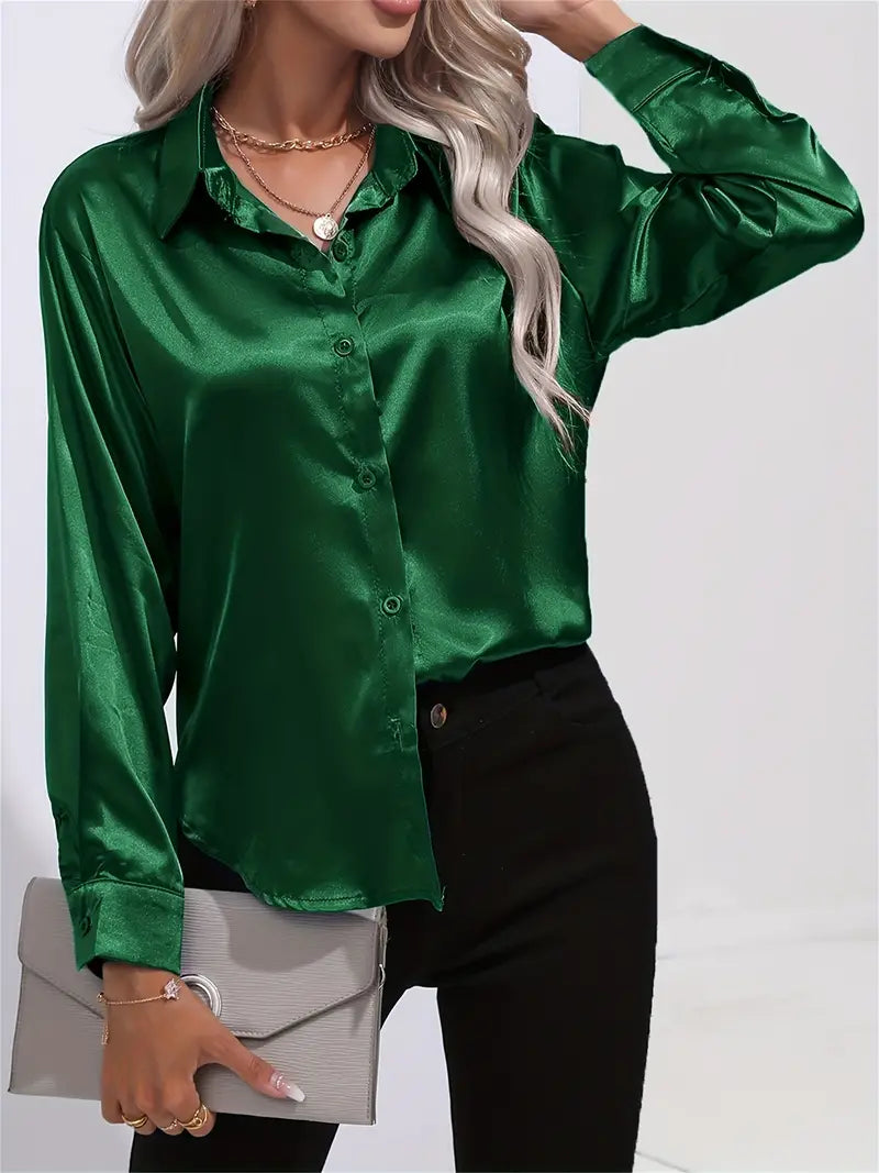 Elegant Satinbluse for Kvinner