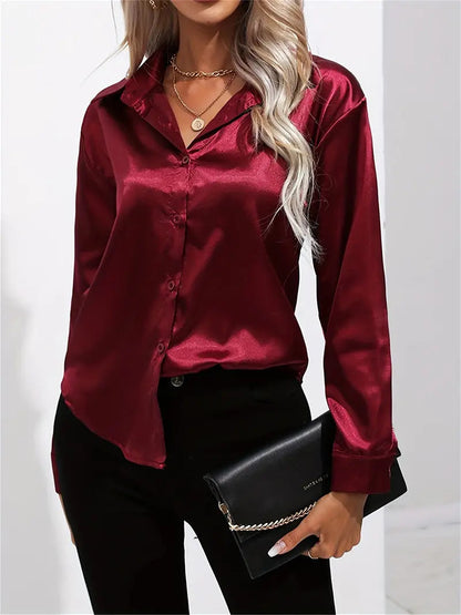 Elegant Satinbluse for Kvinner