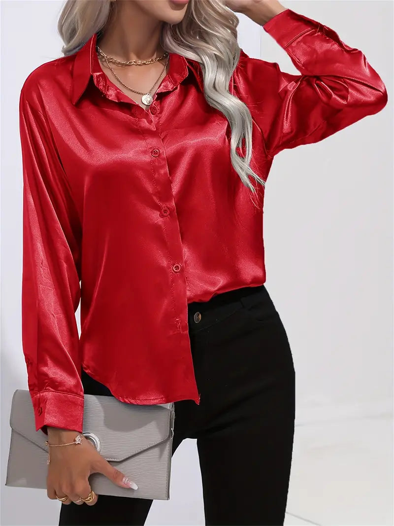 Elegant Satinbluse for Kvinner