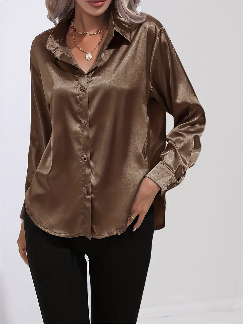 Elegant Satinbluse for Kvinner