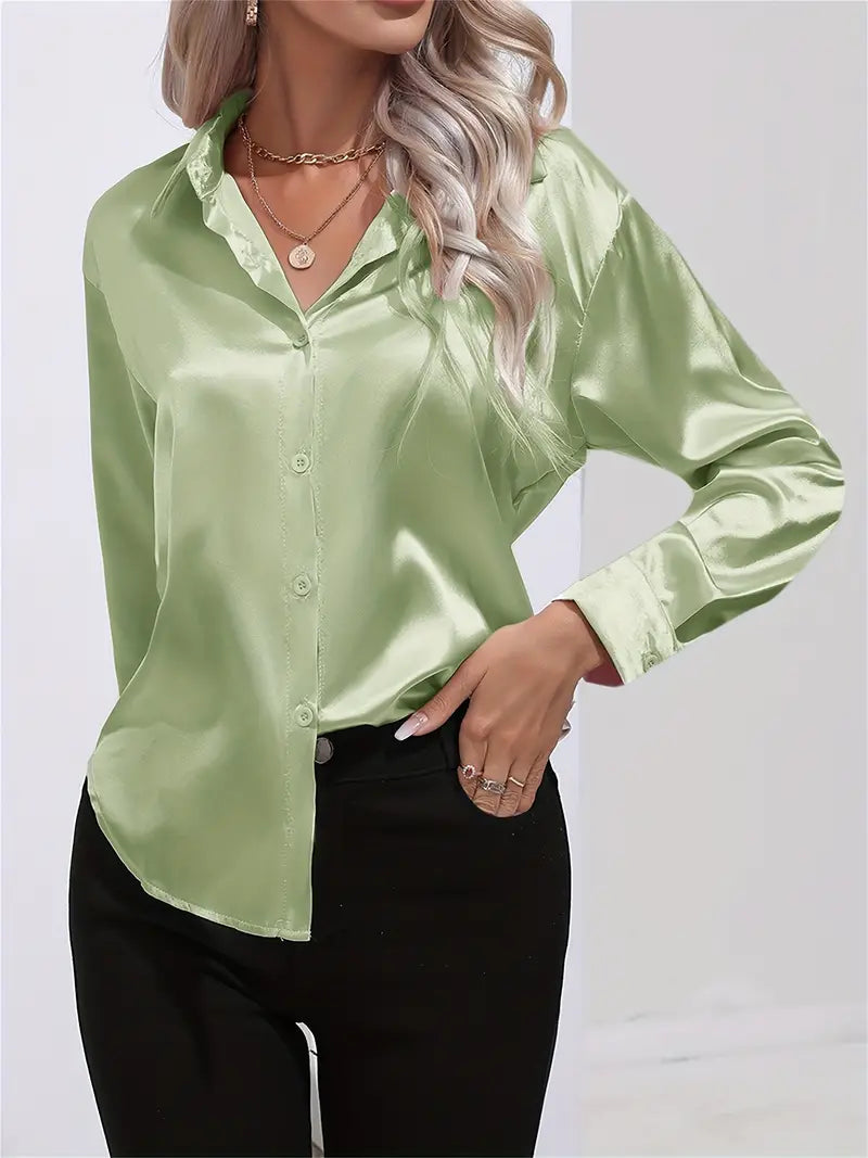 Elegant Satinbluse for Kvinner