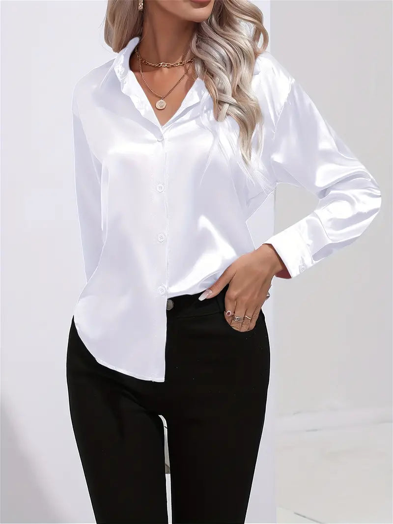 Elegant Satinbluse for Kvinner