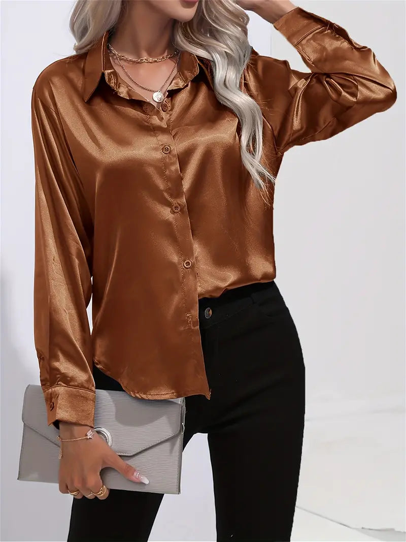 Elegant Satinbluse for Kvinner