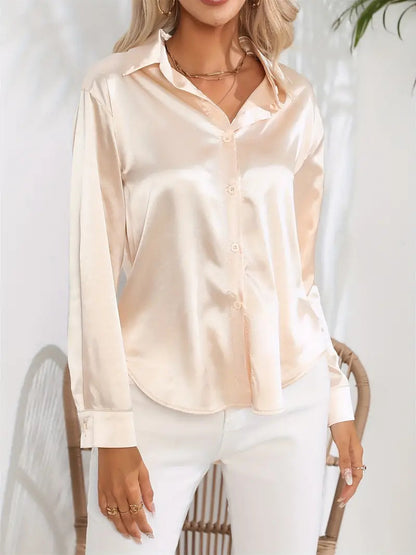 Elegant Satinbluse for Kvinner