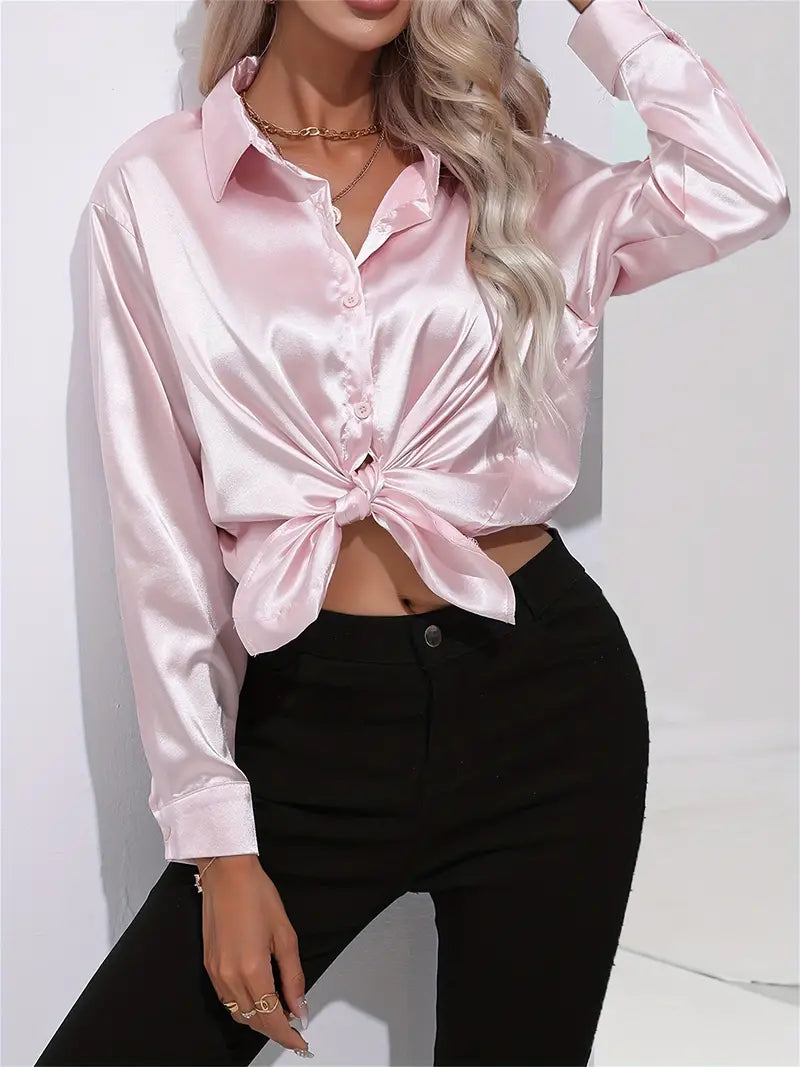 Elegant Satinbluse for Kvinner