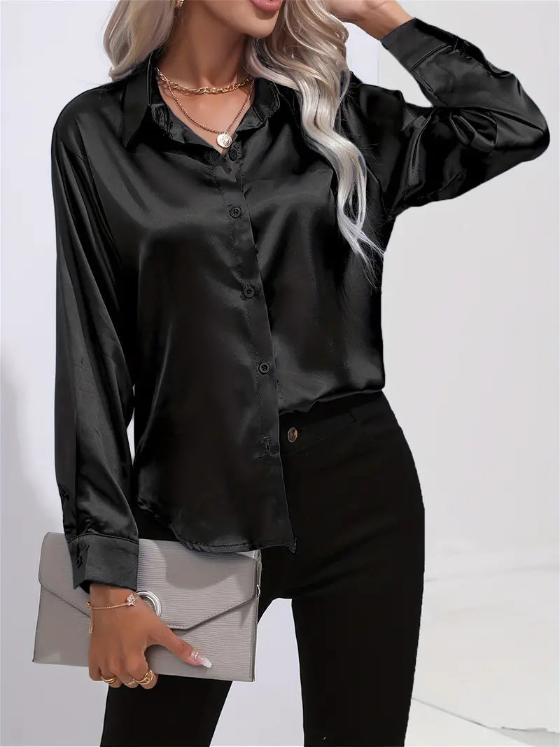 Elegant Satinbluse for Kvinner