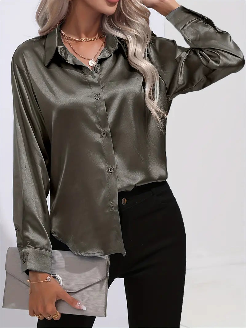 Elegant Satinbluse for Kvinner