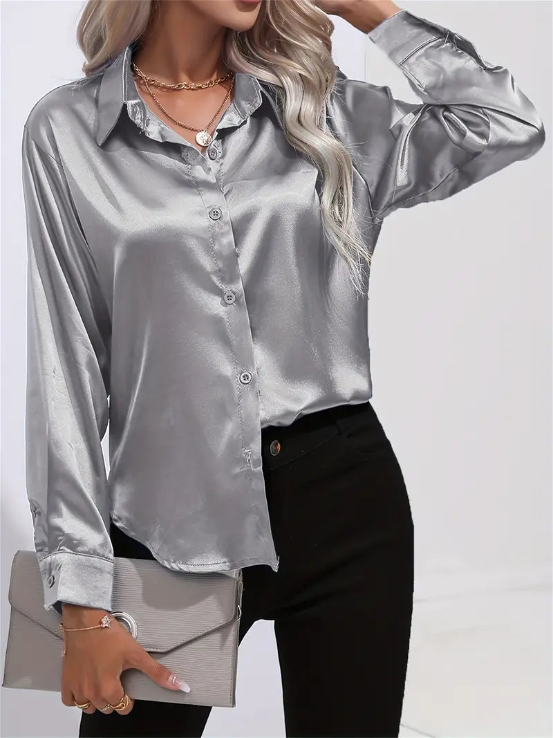 Elegant Satinbluse for Kvinner
