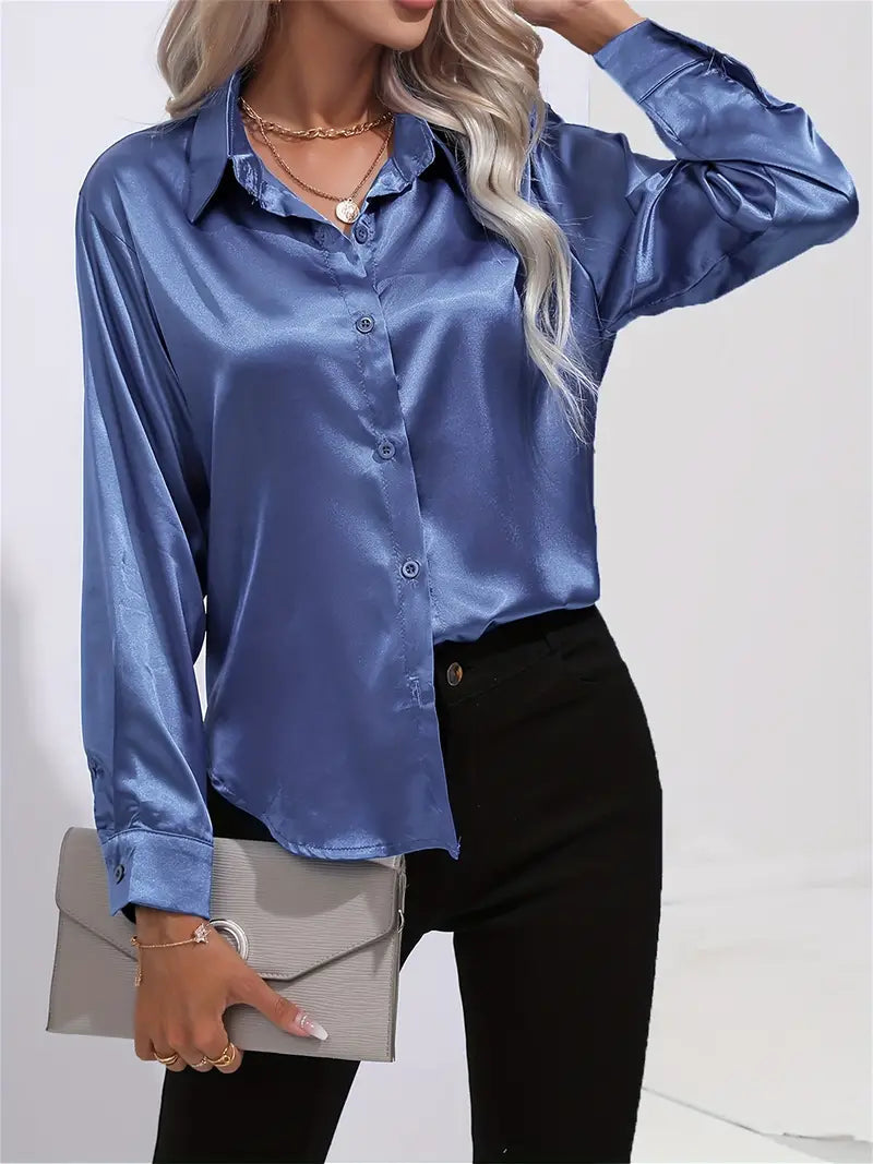 Elegant Satinbluse for Kvinner