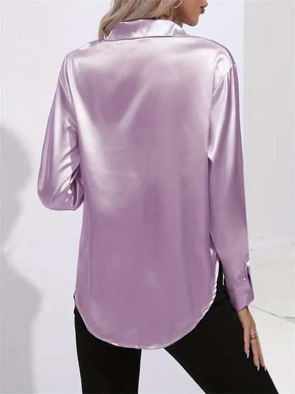 Elegant Satinbluse for Kvinner