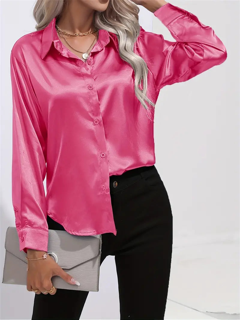 Elegant Satinbluse for Kvinner