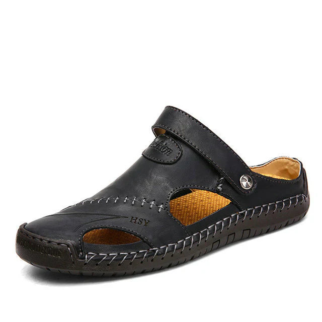 Håndlagde loafers i skinn med syningsdetaljer