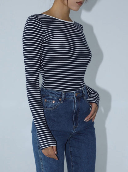 Åpen Rygg Stripete Bodysuit