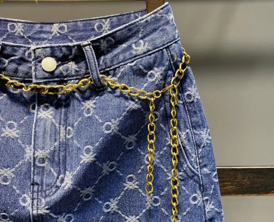 Blått denimskjørt