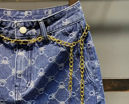 Blått denimskjørt