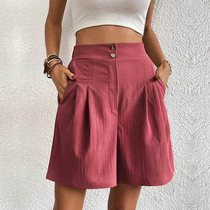 Blythe | Plisserte vide shorts i lin med høyt liv