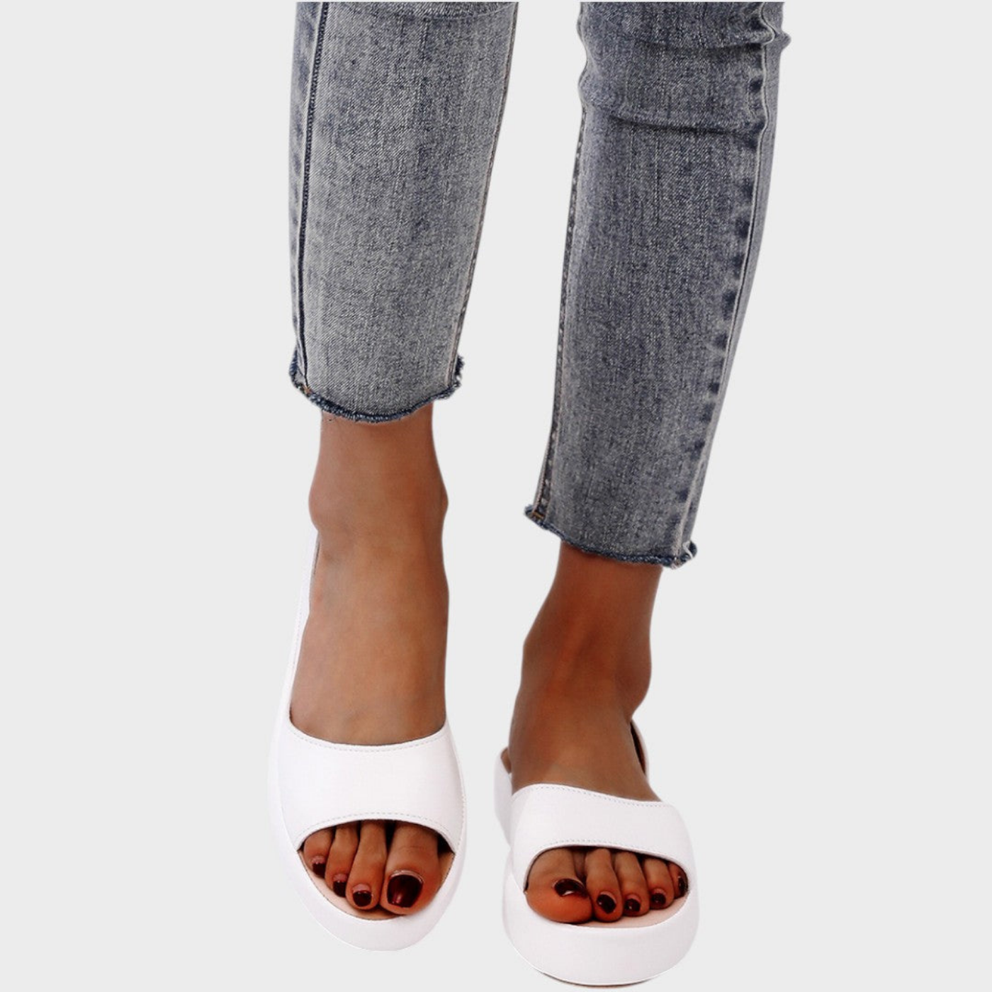 Bowie | Flatform-sandaler i skinn med åpen tå og slingback