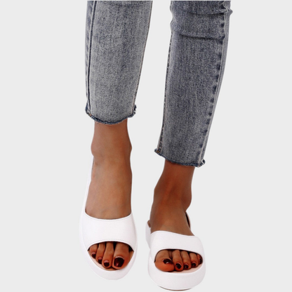 Bowie | Flatform-sandaler i skinn med åpen tå og slingback