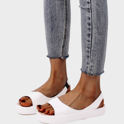 Bowie | Flatform-sandaler i skinn med åpen tå og slingback