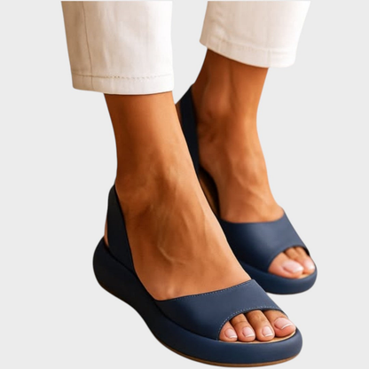 Bowie | Flatform-sandaler i skinn med åpen tå og slingback