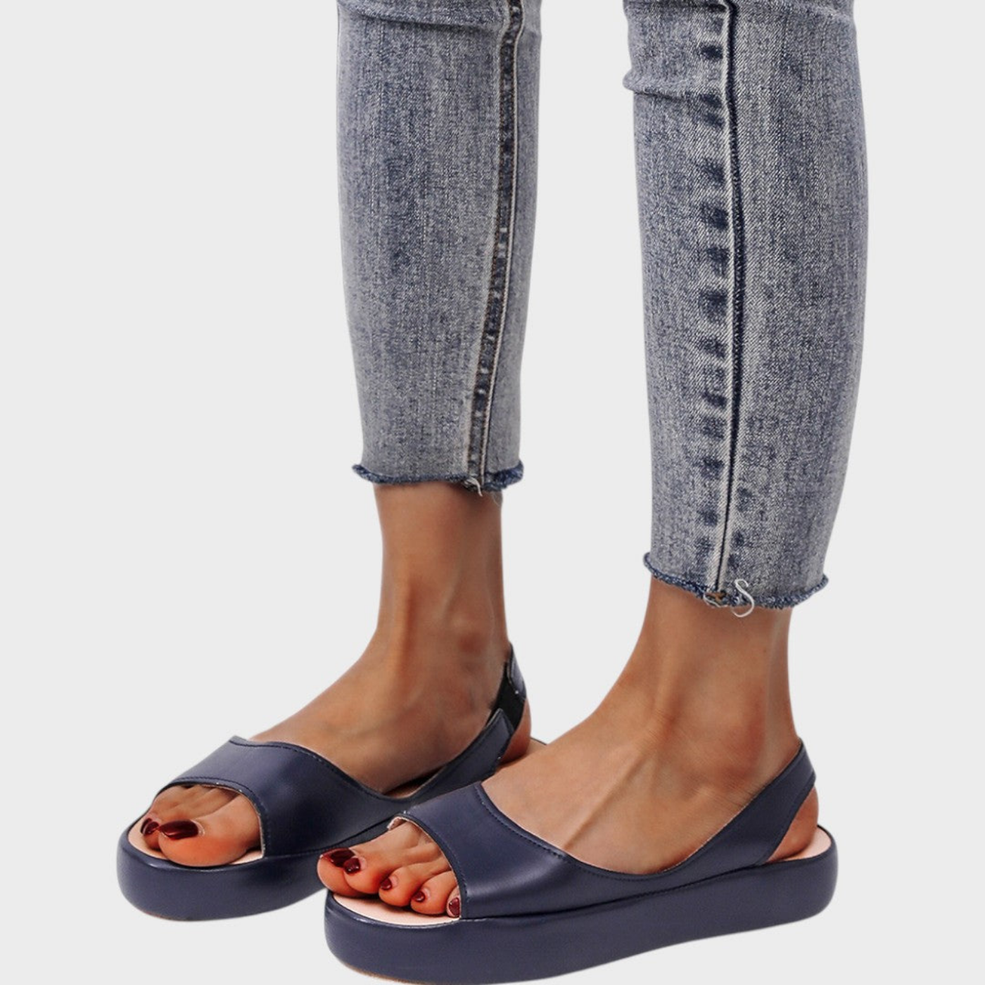 Bowie | Flatform-sandaler i skinn med åpen tå og slingback