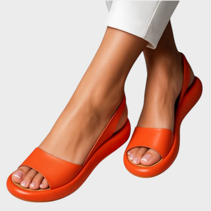 Bowie | Flatform-sandaler i skinn med åpen tå og slingback