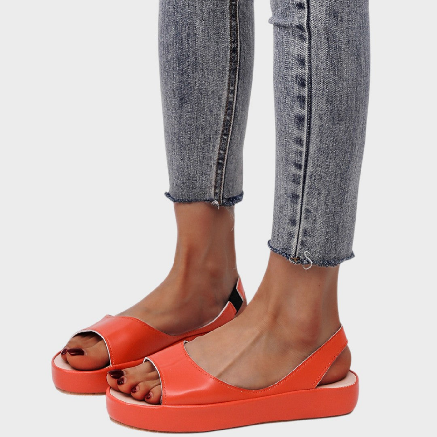Bowie | Flatform-sandaler i skinn med åpen tå og slingback