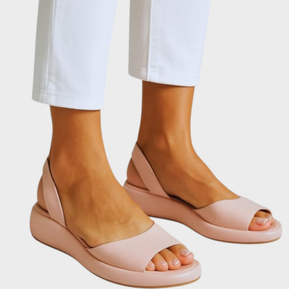 Bowie | Flatform-sandaler i skinn med åpen tå og slingback
