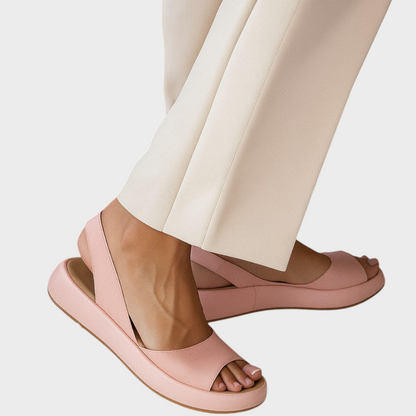 Bowie | Flatform-sandaler i skinn med åpen tå og slingback