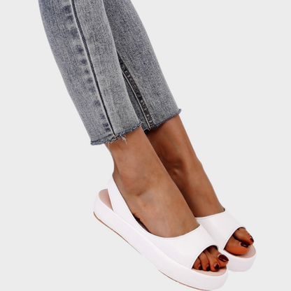 Bowie | Flatform-sandaler i skinn med åpen tå og slingback