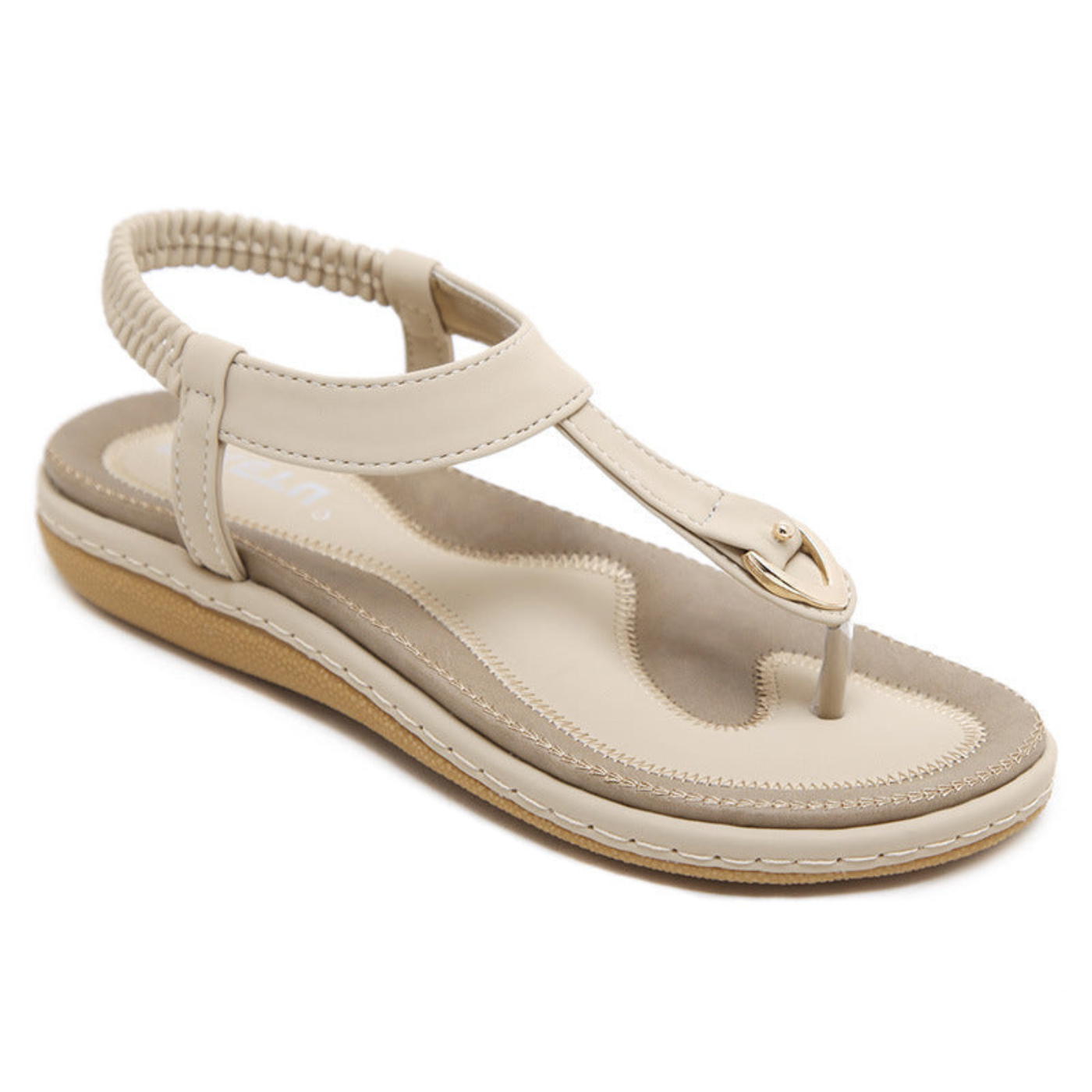 Brea | Flate sandaler i semsket skinn med T-stropp, metalldetalj og slingback