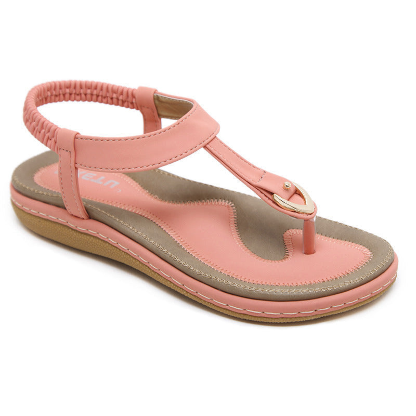 Brea | Flate sandaler i semsket skinn med T-stropp, metalldetalj og slingback