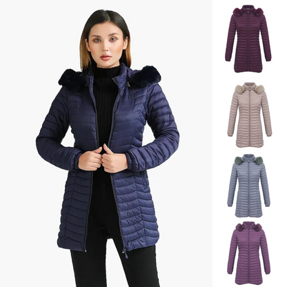 Lang parkas med pelshette Casual lette kåper