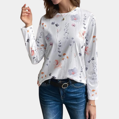 Bluse med blomstermotiv for kvinner